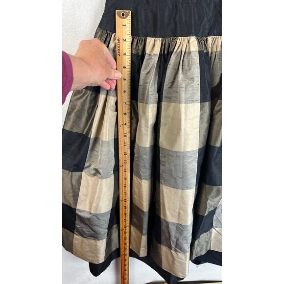 Valentino Boutique 1980’s Silk Taffeta Plaid Dress Black Bodice Women’s SZ 6 - Picture 15 of 16
